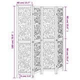 Room Divider 4 Panels White Solid Wood Paulownia - Low Angle