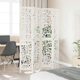 Room Divider 4 Panels White Solid Wood Paulownia - Side View