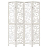 Room Divider 4 Panels White Solid Wood Paulownia - Top-Down View