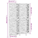 Room Divider 4 Panels White Solid Wood Paulownia