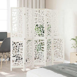 Room Divider 5 Panels White Solid Wood Paulownia - Side View