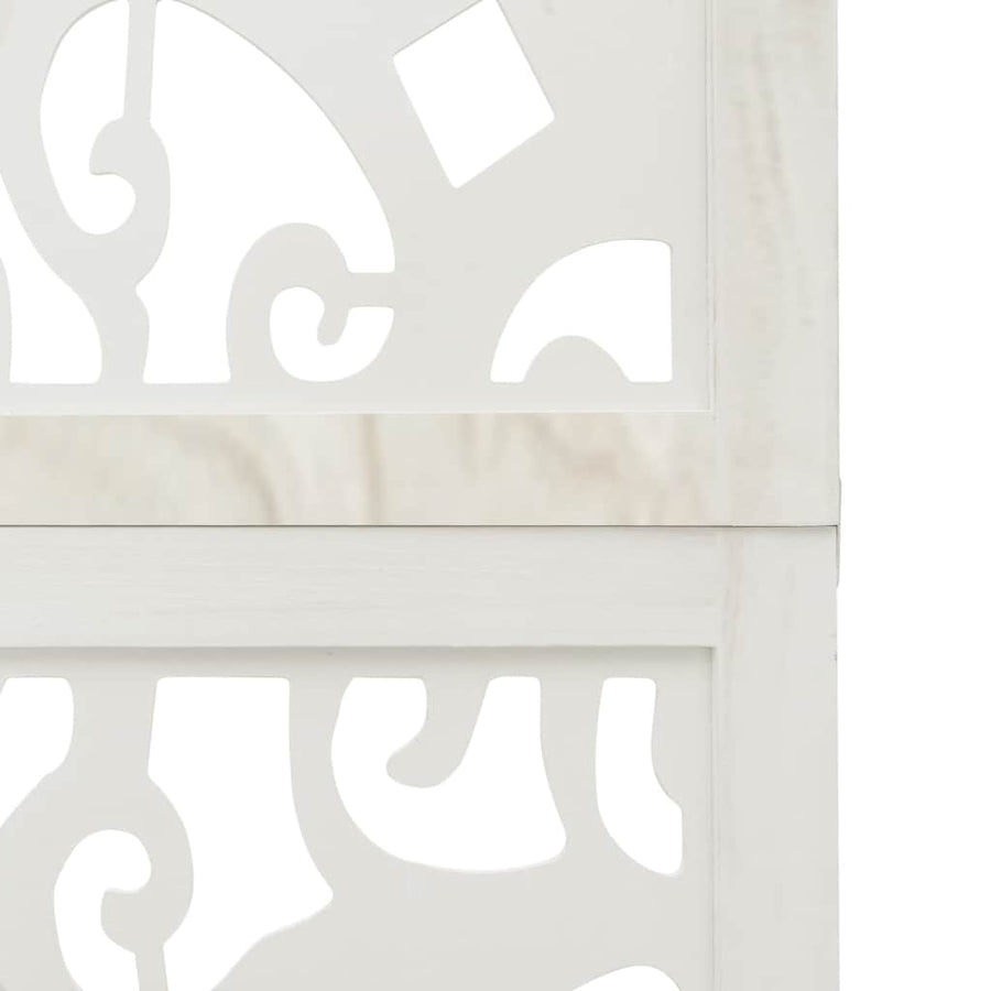 Room Divider 5 Panels White Solid Wood Paulownia