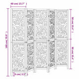 Room Divider 5 Panels White Solid Wood Paulownia