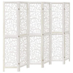 Room Divider 6 Panels White Solid Wood Paulownia