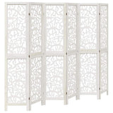 Room Divider 6 Panels White Solid Wood Paulownia - Front View