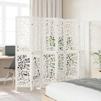 Room Divider 6 Panels White Solid Wood Paulownia