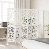Room Divider 6 Panels White Solid Wood Paulownia - Side View