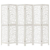 Room Divider 6 Panels White Solid Wood Paulownia