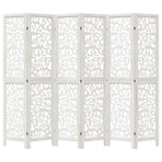 Room Divider 6 Panels White Solid Wood Paulownia