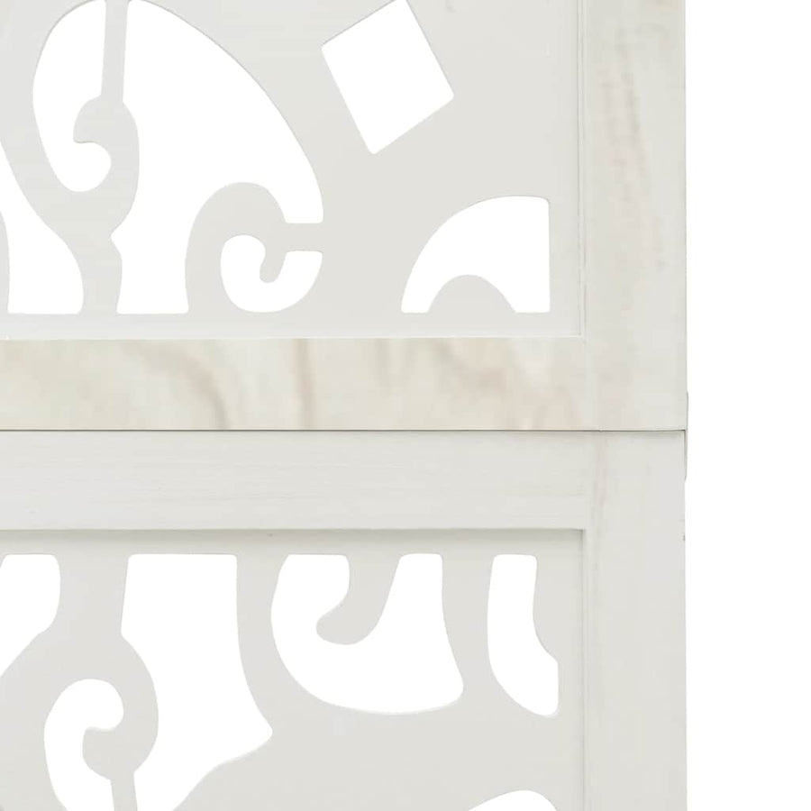 Room Divider 6 Panels White Solid Wood Paulownia