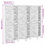 Room Divider 6 Panels White Solid Wood Paulownia - Low Angle