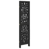 Room Divider 3 Panels Black Solid Wood Paulownia - 45-Degree Angle