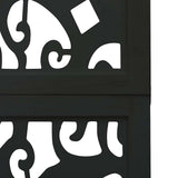 Room Divider 3 Panels Black Solid Wood Paulownia - Rear View