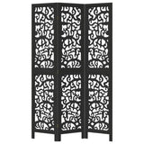 Room Divider 3 Panels Black Solid Wood Paulownia - Top-Down View