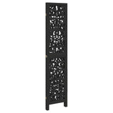 Room Divider 3 Panels Black Solid Wood Paulownia - 45-Degree Angle