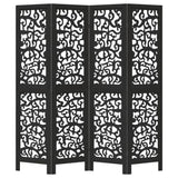 Room Divider 4 Panels Black Solid Wood Paulownia - Top-Down View