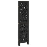 Room Divider 4 Panels Black Solid Wood Paulownia - 45-Degree Angle