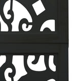 Room Divider 4 Panels Black Solid Wood Paulownia - Rear View