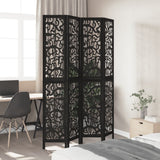 Room Divider 4 Panels Black Solid Wood Paulownia - Side View