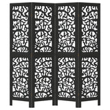 Room Divider 4 Panels Black Solid Wood Paulownia - Top-Down View