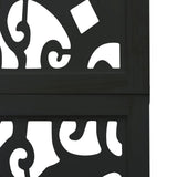 Room Divider 4 Panels Black Solid Wood Paulownia - Rear View