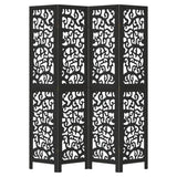 Room Divider 4 Panels Black Solid Wood Paulownia - Top-Down View