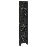 Room Divider 4 Panels Black Solid Wood Paulownia - 45-Degree Angle