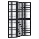 Room Divider 3 Panels Black Solid Wood Paulownia - Front View