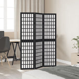 Room Divider 3 Panels Black Solid Wood Paulownia - Side View