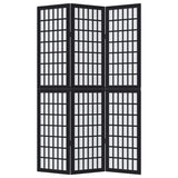 Room Divider 3 Panels Black Solid Wood Paulownia - Top-Down View