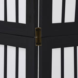 Room Divider 3 Panels Black Solid Wood Paulownia - Close-Up Angle