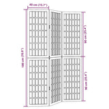 Room Divider 3 Panels Black Solid Wood Paulownia - Low Angle