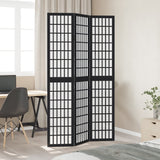 Room Divider 3 Panels Black Solid Wood Paulownia - Side View