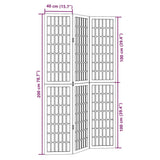Room Divider 3 Panels Black Solid Wood Paulownia - Low Angle