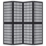 Room Divider 4 Panels Black Solid Wood Paulownia - Top-Down View