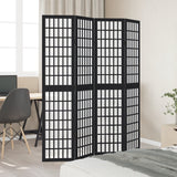 Room Divider 4 Panels Black Solid Wood Paulownia - Side View