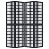 Room Divider 4 Panels Black Solid Wood Paulownia - Top-Down View