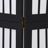 Room Divider 4 Panels Black Solid Wood Paulownia - Close-Up Angle