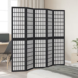 Room Divider 5 Panels Black Solid Wood Paulownia - Side View