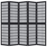 Room Divider 5 Panels Black Solid Wood Paulownia - Top-Down View