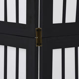 Room Divider 5 Panels Black Solid Wood Paulownia