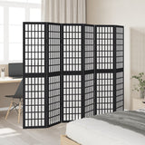 Room Divider 6 Panels Black Solid Wood Paulownia - Side View
