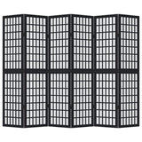 Room Divider 6 Panels Black Solid Wood Paulownia