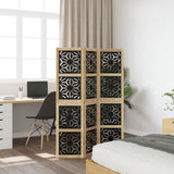 Room Divider 3 Panels Brown and Black Solid Wood Paulownia - Side View