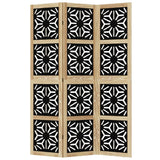 Room Divider 3 Panels Brown and Black Solid Wood Paulownia - Top-Down View