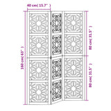 Room Divider 3 Panels Brown and Black Solid Wood Paulownia - Low Angle