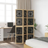 Room Divider 3 Panels Brown and Black Solid Wood Paulownia - Side View