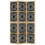 Room Divider 3 Panels Brown and Black Solid Wood Paulownia