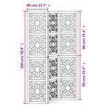 Room Divider 3 Panels Brown and Black Solid Wood Paulownia