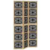 Room Divider 3 Panels Brown and Black Solid Wood Paulownia - Front View